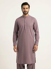 The Dusk Mauve Chen-One unstitched fabric — front view styled as kurta