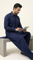The Deep Ink Navy — folded fabric close-up showing matte weave depth