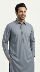 The Steel Grey — lifestyle shot showing relaxed confidence