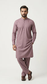 The Dusty Rose — full front standing view hands clasped