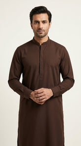 The Choco Brown — full front standing view with band collar