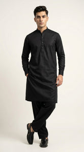The Jet Black — full front view with button placket detail