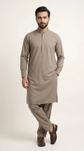 Dusk Brown — full front standing shalwar kameez