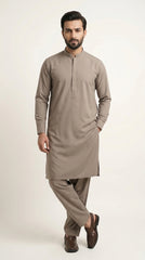 Dusk Brown — full front standing shalwar kameez