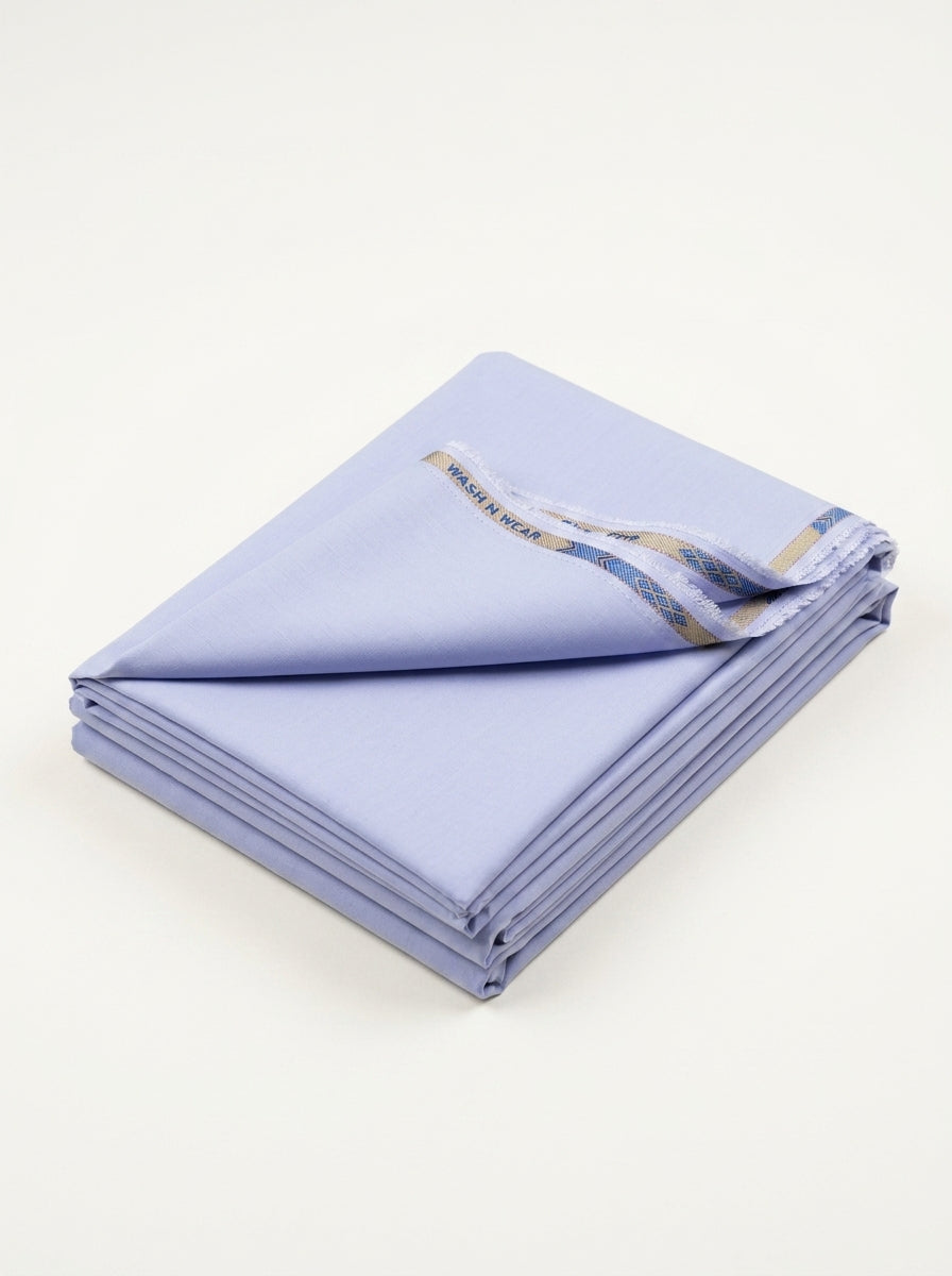 The Periwinkle Blue — folded fabric yardage with Wash-N-Wear selvedge label