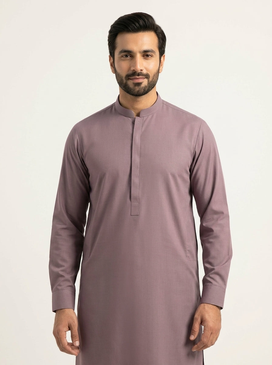 The Dusk Mauve Chen-One — collar and cuff detail