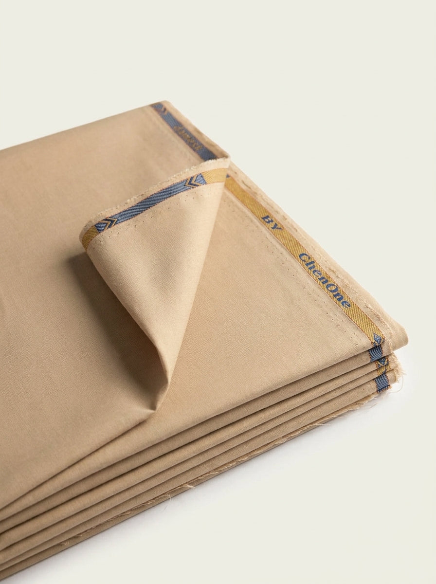 The Camel Sand — folded fabric yardage with Chen-One selvedge label