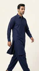 The Deep Ink Navy — full front view with spread collar and button placket