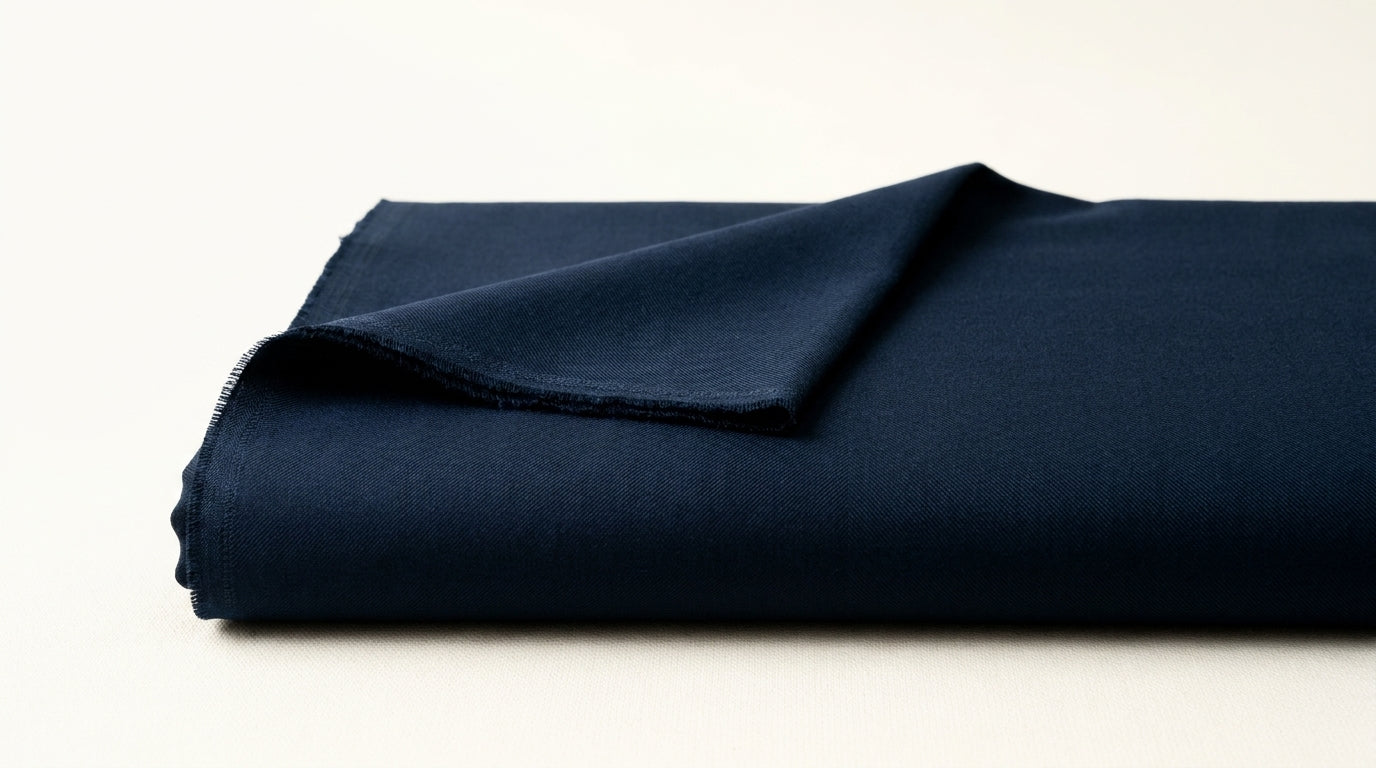 The Midnight Navy — full front view styled as kurta with spread collar