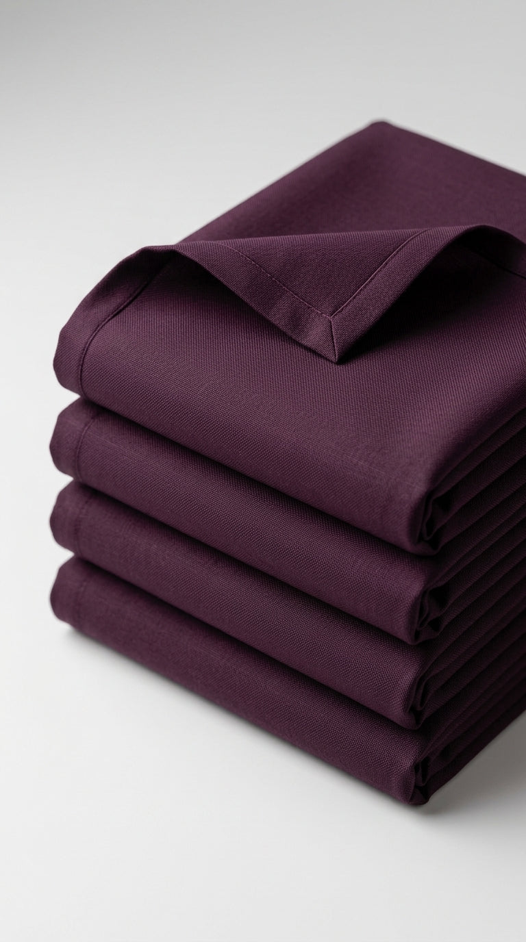 The Mid Purple — folded fabric stack showing smooth twill weave