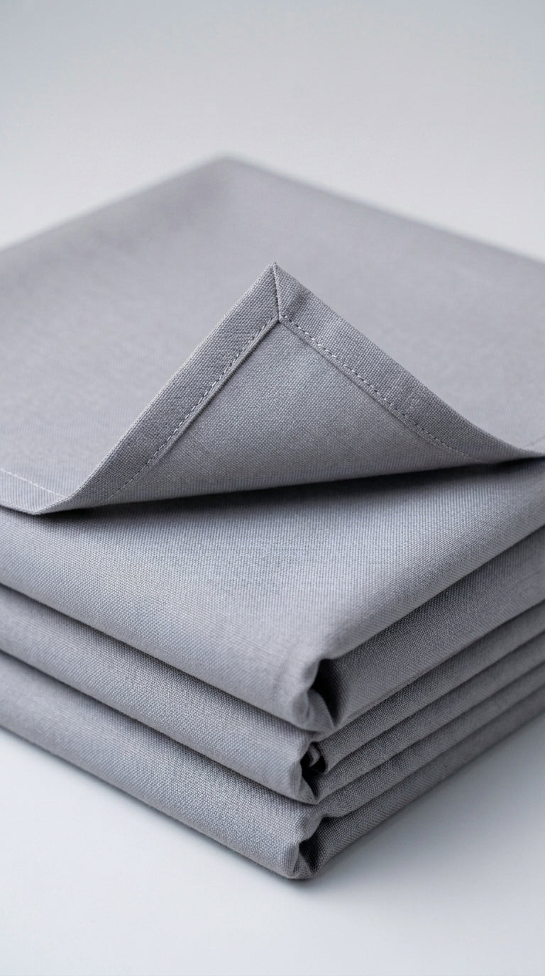 The Silver Grey — folded fabric stack showing smooth matte finish