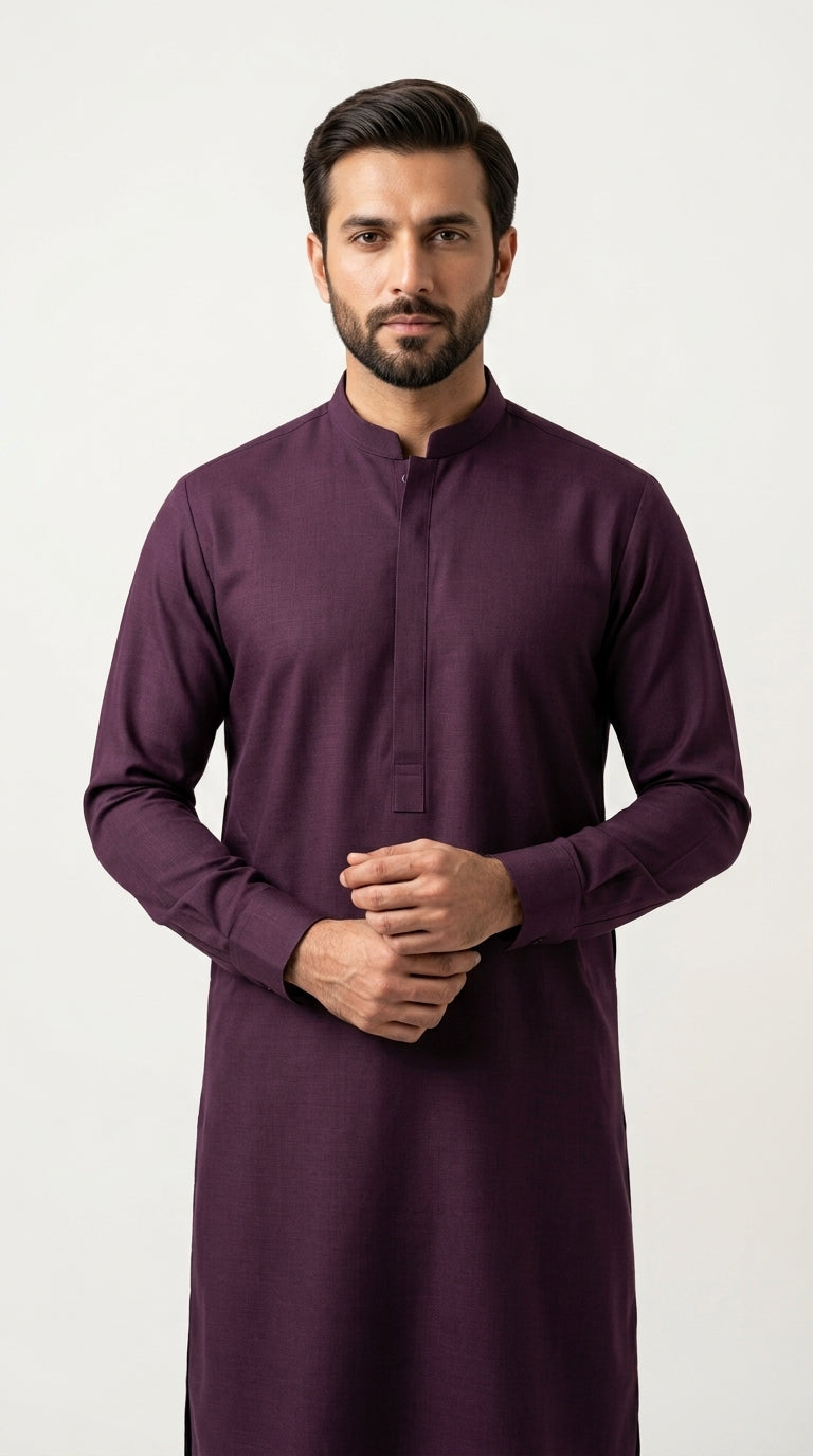 The Mid Purple — cuff close-up with concealed button detail