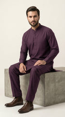 The Mid Purple — walking side profile showing full kurta silhouette