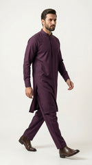 The Mid Purple — full front standing view with kurta trouser
