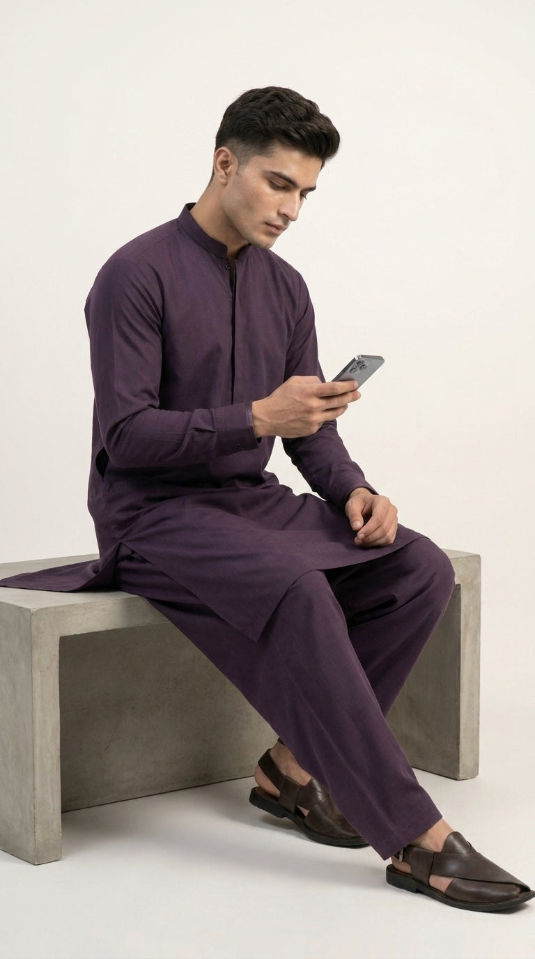 The Deep Purple — folded fabric yardage with Jaguar selvedge label