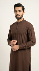 The Coco Brown — three-quarter standing view with band collar