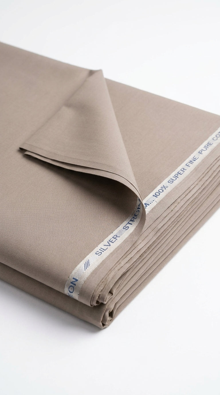 Dusk Brown — folded fabric with Silver Storm label
