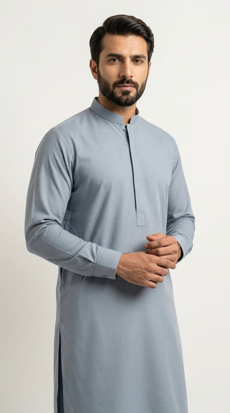 Silver Storm — front portrait mandarin collar