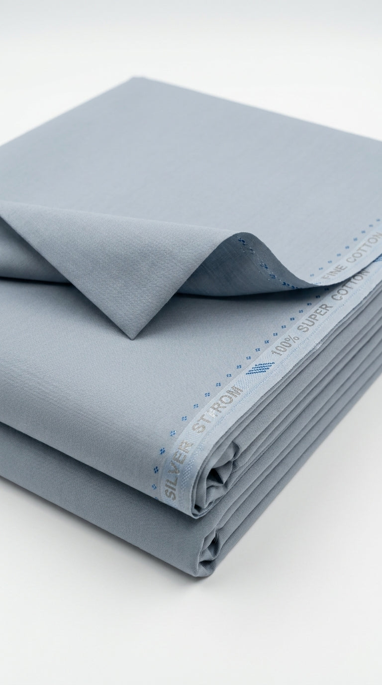 Silver Storm — folded fabric with brand label