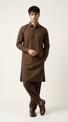 Mud Brown — full front standing with collar
