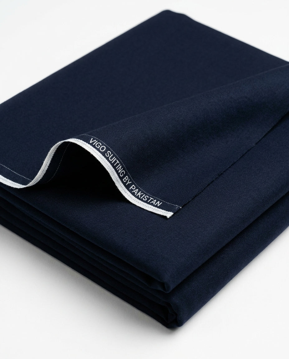 Vigo Star Nilam fabric folded with Vigo Suiting by Pakistan selvedge tape