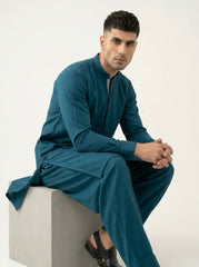 Vigo Star Teal Blue model seated pose