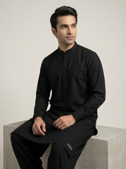 Vigo Star Jet Black shalwar kameez front view standing