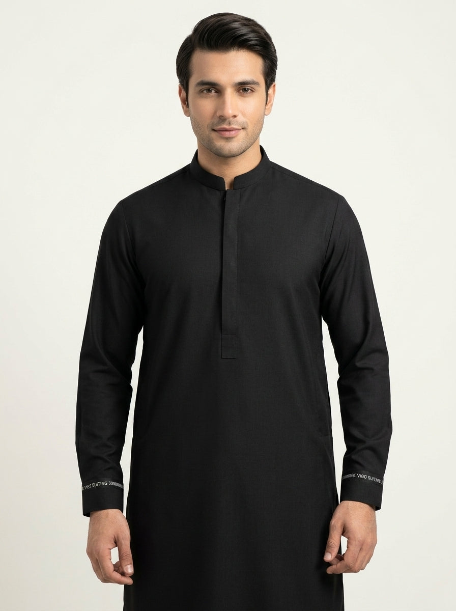 Vigo Star Jet Black shalwar kameez seated front view